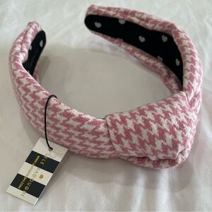LELE SADOUGHI Houndstooth Print DAHLIA PINK / WHITE Knotted Slip-On Headband NEW